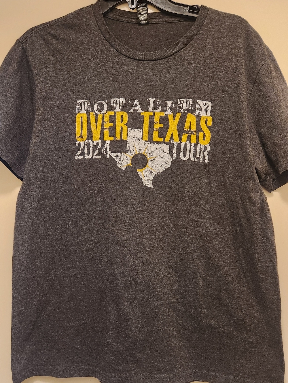 Totality Over Texas 2024 Tour Solar Eclipse Heather Gray Crewneck Tee - Gray
